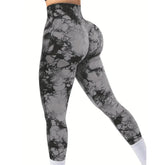 Pantalon de Yoga extensible pour femmes, teinture par nouage, sans couture, fesses pêche, taille haute