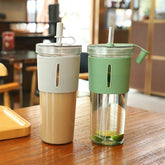 Tasse à café de grande capacité de 710ml/24oz, bouteille d'eau en plastique avec paille, tasses transparentes et réutilisables résistantes aux hautes températures avec paille