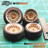 KicarHapp 1/64 - ABS Metallic Rims with Rubber for Miniature Cars, Front, Small and Rear Upgrade Parts