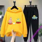 Spongebob cartoon print sweater for children, clothing for boys and girls, printed, spring and autumn, sporty, 2 pieces