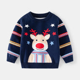 Children's Christmas printed sweater, New Year's costume 2025, long sleeves, round neck, soft and casual knit sweaters, warm sweater, Christmas top