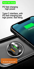 Smart car charger with mini rib ring, USB + PD port, GNE charger, PD30W