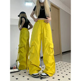 Y2K Women's Cargo Pants Streetwear Oversized Wide Leg Tracksuit Bottoms Harajuku Large Pockets Joggers High Waist Baggy Sport Pants