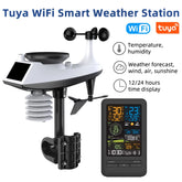 Tuya WiFi Station météo intelligente horloge compteur de température et d'humidité compteur de vitesse et de direction du vent écran couleur horloge numérique