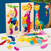 Puzzles en bois pour enfants, puzzle de chiffres, puzzles de dinosaures et animaux, trafic, jouets de puzzle de personnages pour garçon et fille, cadeau idéal, 1-6