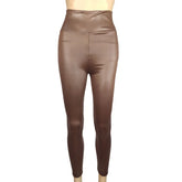 Women's high-waisted faux leather leggings, colorful, tight-fitting and sexy yoga pants, trendy, new collection
