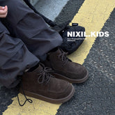 Children's genuine leather snow boots, plush, suede, soft sole, rinseable, outdoor, warm, boys, girls, sizes 22-33, winter