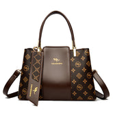 Luxury printed handbag with large capacity in soft leather for women, designer casual shoulder bag for ladies