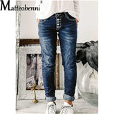 Women's button-front jeans, straight-leg denim pants, high-waisted, blue, loose fit, faded, fashion, vintage, streetwear, 2024