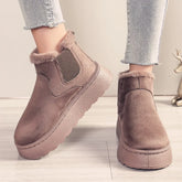 2025 Women's Round Toe Slip-On Snow Boots for Everyday Office Wear, Casual Non-Slip Thick-Soled Snow Boots, New Warm Suede Ankle Boots