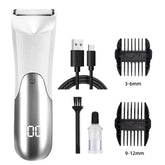 Men's hair clipper, electric ball trimmer, includes 2 protective attachments, ceramic blade head, wet and dry shaver