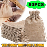 Sac cadeau de poche en coton et chanvre 15-50, sac d'emballage cadeau pour la journée des enfants, emballage de produits de mariage pour bonbons à faire soi-même