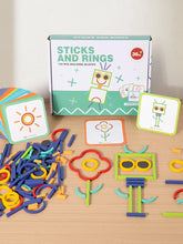 Wooden creative sticks and rings, puzzle, intelligence game, Montessori educational toys for 3-year-olds