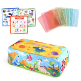 Baby tissue box, colorful soft sensory toy for toddlers, finger exercise, pumping, silk scarf, gifts, Montessori educational toys 0-18M