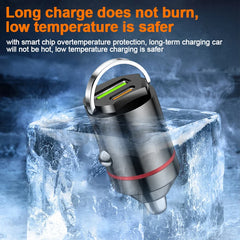 Smart car charger with mini rib ring, USB + PD port, GNE charger, PD30W