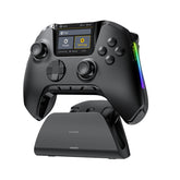 Wireless game controller with interactive screen, for Switch/PC/iOS/Android, Hall effect stick, RGB lighting, 1800mAh battery with charging station