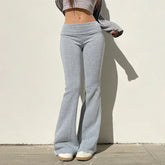 Women's Casual and Sexy Flared Trousers, Solid Color, Slim Fit, Low Rise, Bootcut, Autumn/Spring Fashion, Streetwear, Y2K, 2024