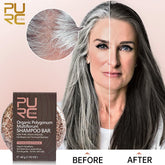 PURC-Shampoing en Polygonum pour Cheveux Gris et Blanc, Barre de Traitement du Cuir oral elu, au Charbon de Bambou de Regina, Solide, 60g