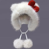 Cute Hello Kitty bucket hat with adjustable drawstring, fashionable winter hat, windproof, thick material, kawaii streetwear cap for girls