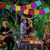 Bannière de décorations de fête mexicaine, bannière colorée Dia De Los Muertos Papel Picado, décor de fête prénatale d'anniversaire de carnaval