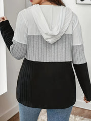 Women's hooded sweatshirt, knit bed cardigan, plus size, fashion