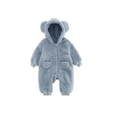 2025 Warm Fleece Hooded Baby Jumpsuits Autumn Winter Long Sleeve Rompers for Newborn Baby Boy Girl Homewear Pyjamas