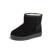 Children's snow boots, simple style, thick plush, short winter boots for kids, solid color, classic unisex slip-on shoes for boys and girls, sizes 23-36
