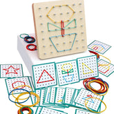 Ensemble de jouets mathématiques en bois pour enfants, bande de caoutchouc de forme géométrique, jeu de planche à air, jouet éducatif créatif Montessori, cadeau de noël fin