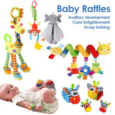 Jouets sensoriels précoces pour bébé, anneau de poignet de dessin animé, chaussettes, emballage de lit, suspension au lit, jouet en tissu apaisant, serviette apaisante pour le sommeil, hochet pour bébé