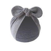 Baby girls and boys cute hat with flower bow and bunny ears, cotton hat, newborn bonnet, caps for toddlers and infants, hair accessories