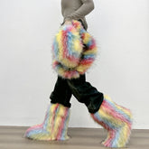 Bottes de neige mi-mollet en fourrure pour femmes et filles, chaussures en peluche chaudes, plate-forme extérieure, document solide, mignon, hiver, Y2K, 2023