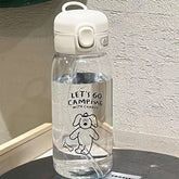 Bouteille d'Eau en Plastique avec Paille, Simple, Grande Capacité, Portable, Degré de Chute, Tasse Portable, Dessin Animé, Ventouse de Glace