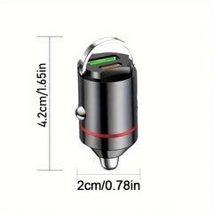 Smart car charger with mini rib ring, USB + PD port, GNE charger, PD30W