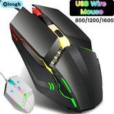 Elough souris filaire muet USB souris de jeu filaire pour ordinateur de bureau ordinateur portable bureau à domicile RGB LED lumineux rétro-éclairé souris jeu