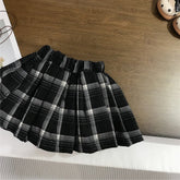 Autumn/Winter Children's Clothing Cotton Cat Jacquard Turn-Down Collar Child Girl Sweater Loose Suits Plaid Toddler Baby Girl Skirts