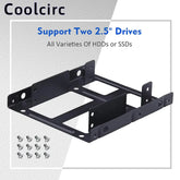 Support de disque dur de 2.5 à 3.5 pouces, double support de montage SSD pour ordinateur de bureau, adaptateur interne, prise en charge deux disques HDD ou SSD de 2.5 pouces