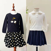 Ensembles de vêtements t-shirts et jupes pour enfants aw25 bp, t-shirts à manches longues imprimés mignons pour filles et jupe imprimée à pois, ensemble de vêtements