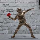 Resin statues, sculptures, Banksy flower thrower, bomber, home decor accessories, modern ornaments, collectible figurine