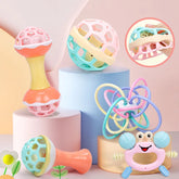 Jouets pour bébé de 0 à 12 mois, hochet rotatif, balle, activité de préhension, jouet de développement pour bébé, anneau de dentition en Silicone, jouets sensoriels pour bébés