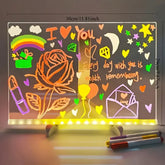 Tableau de notes LED veilleuse avec 7 stylos colorés, tableau d'affichage en acrylique, peinture effaçable, planche à dessin pour enfants, cadeau d'anniversaire