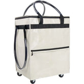 Sac de courses réutilisable à roulettes, sac fourre-tout roulant de voyage de grande capacité, fermeture à glissière, poignée pliable, pas facile à casser