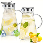 Heat-resistant glass water pitcher, clear glass kettle and cold water cups with handle, large capacity household pitcher, 1/2 piece
