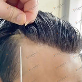 1B40 1B65 gris cheveux humains hommes toupet indécutable 0.1mm Pu Base homme perruques remplacement naturel délié cheveux prothèse capillaire
