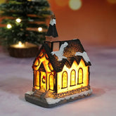 Christmas decoration house LED light durable Christmas ornaments small resin mini house miniature village building for home children gift