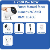 2025 New DITONG HY300 Pro New HD 4K Portable Android LED Video Projector Home Cinema Mini Movie Projector HY300plus