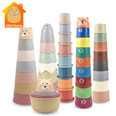 Jouets pour bébé, tasse empilable, dessin animé, apprentissage éducatif précoce, couleur, nidification, tri, bain-douche, jeu d'eau et de sable pour enfants