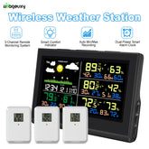 Station météo intelligente sans fil avec 3 capteurs, grand écran couleur, thermomètre et hygromètre numérique intérieur et extérieur pour le bureau et la maison