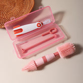 Ensemble de nettoyage de biberons 4 en un, brosse à sucette portable en Silicone, brosse en paille, rinçage de biberon rotatif à 360 degrés