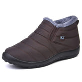 Women's waterproof winter boots, plush snow boots, warm, black, cotton platform shoes for couples, new 2023 collection