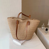 Sac à bandoulière de grande capacité pour femmes, panier tissé en paille d'été, sac à main de luxe de styliste, sac de plage, fourre-tout de shopping Bali